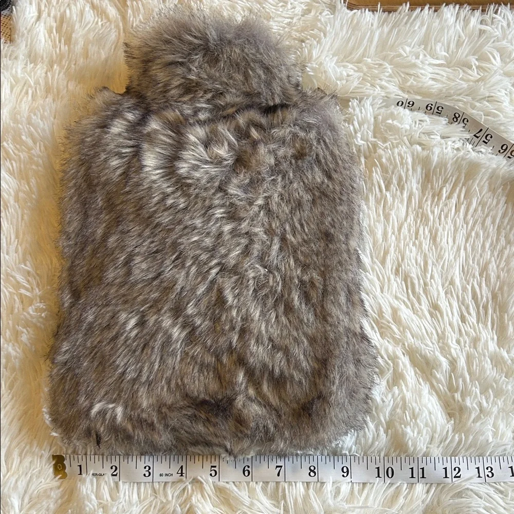Faux Fur Hot Water Bottle in Beige Gray and Brown blend fur cover - Picture 7 of 7